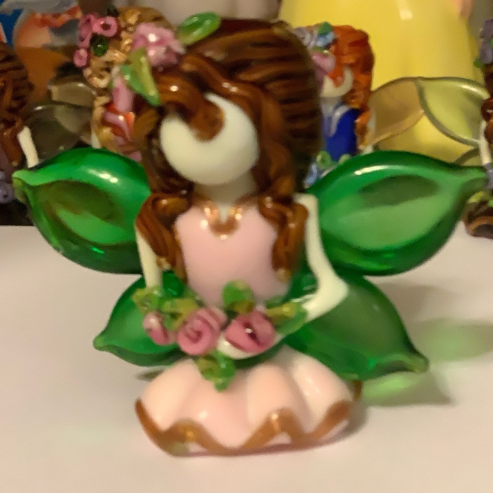 Lampwork Bead Roses Glass Fairy with Green Wings by Mavis Smith Small Wonders